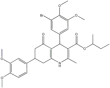 sec-butyl 4-(3-bromo-4,5-dimethoxyphenyl)-7-(3,4-dimethoxyphenyl)-2-methyl-5-oxo-1,4,5,6,7,8-hexahydro-3-quinolinecarboxylate Structure