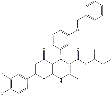 sec-butyl 4-[3-(benzyloxy)phenyl]-7-(3,4-dimethoxyphenyl)-2-methyl-5-oxo-1,4,5,6,7,8-hexahydro-3-quinolinecarboxylate Structure