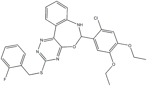 6-(2-chloro-4,5-diethoxyphenyl)-3-[(2-fluorobenzyl)sulfanyl]-6,7-dihydro[1,2,4]triazino[5,6-d][3,1]benzoxazepine 结构式