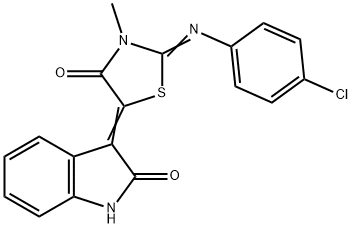 3-{2-[(4-chlorophenyl)imino]-3-methyl-4-oxo-1,3-thiazolidin-5-ylidene}-1,3-dihydro-2H-indol-2-one,486442-17-5,结构式