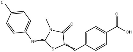 4-({2-[(4-chlorophenyl)imino]-3-methyl-4-oxo-1,3-thiazolidin-5-ylidene}methyl)benzoic acid|