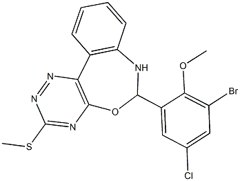 6-(3-bromo-5-chloro-2-methoxyphenyl)-3-(methylsulfanyl)-6,7-dihydro[1,2,4]triazino[5,6-d][3,1]benzoxazepine Struktur