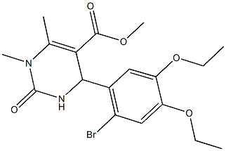 methyl 4-(2-bromo-4,5-diethoxyphenyl)-1,6-dimethyl-2-oxo-1,2,3,4-tetrahydro-5-pyrimidinecarboxylate Struktur