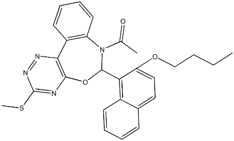 1-[7-acetyl-3-(methylsulfanyl)-6,7-dihydro[1,2,4]triazino[5,6-d][3,1]benzoxazepin-6-yl]-2-naphthyl butyl ether Structure