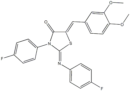 5-(3,4-dimethoxybenzylidene)-3-(4-fluorophenyl)-2-[(4-fluorophenyl)imino]-1,3-thiazolidin-4-one,486442-60-8,结构式