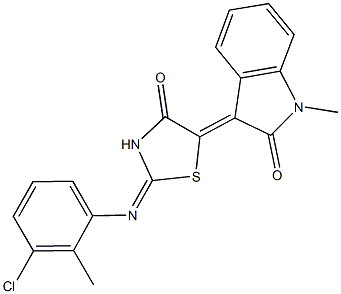 3-{2-[(3-chloro-2-methylphenyl)imino]-4-oxo-1,3-thiazolidin-5-ylidene}-1-methyl-1,3-dihydro-2H-indol-2-one,486442-62-0,结构式
