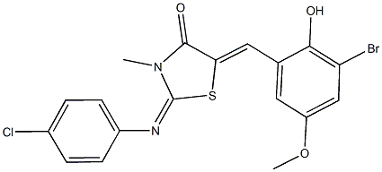 5-(3-bromo-2-hydroxy-5-methoxybenzylidene)-2-[(4-chlorophenyl)imino]-3-methyl-1,3-thiazolidin-4-one,486442-66-4,结构式