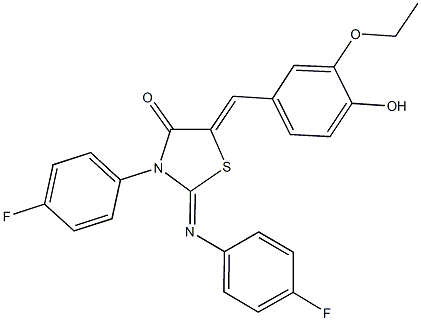 5-(3-ethoxy-4-hydroxybenzylidene)-3-(4-fluorophenyl)-2-[(4-fluorophenyl)imino]-1,3-thiazolidin-4-one Structure