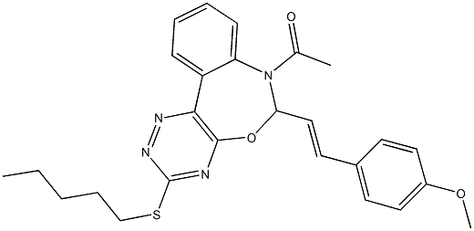 486442-73-3 4-{2-[7-acetyl-3-(pentylsulfanyl)-6,7-dihydro[1,2,4]triazino[5,6-d][3,1]benzoxazepin-6-yl]vinyl}phenyl methyl ether