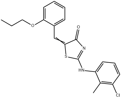 2-[(3-chloro-2-methylphenyl)imino]-5-(2-propoxybenzylidene)-1,3-thiazolidin-4-one,486442-76-6,结构式