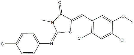 5-(2-chloro-4-hydroxy-5-methoxybenzylidene)-2-[(4-chlorophenyl)imino]-3-methyl-1,3-thiazolidin-4-one,486442-92-6,结构式