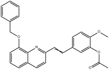 5-{2-[8-(benzyloxy)-2-quinolinyl]vinyl}-2-methoxyphenyl acetate Struktur