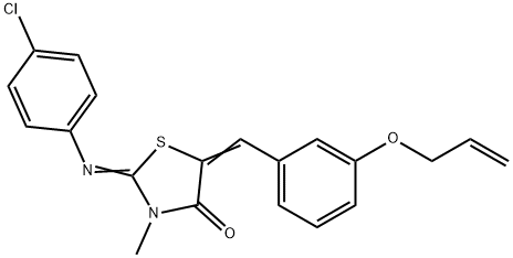 5-[3-(allyloxy)benzylidene]-2-[(4-chlorophenyl)imino]-3-methyl-1,3-thiazolidin-4-one 化学構造式