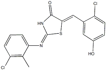 5-(2-chloro-5-hydroxybenzylidene)-2-[(3-chloro-2-methylphenyl)imino]-1,3-thiazolidin-4-one,486443-42-9,结构式