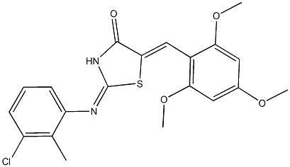 2-[(3-chloro-2-methylphenyl)imino]-5-(2,4,6-trimethoxybenzylidene)-1,3-thiazolidin-4-one,486443-43-0,结构式