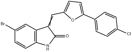 5-bromo-3-{[5-(4-chlorophenyl)-2-furyl]methylene}-1,3-dihydro-2H-indol-2-one 结构式