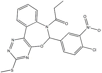 6-{4-chloro-3-nitrophenyl}-3-(methylsulfanyl)-7-propionyl-6,7-dihydro[1,2,4]triazino[5,6-d][3,1]benzoxazepine Structure