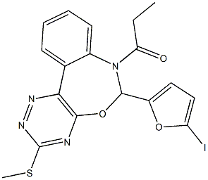 6-(5-iodo-2-furyl)-3-(methylsulfanyl)-7-propionyl-6,7-dihydro[1,2,4]triazino[5,6-d][3,1]benzoxazepine Structure