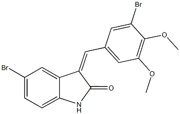 5-bromo-3-(3-bromo-4,5-dimethoxybenzylidene)-1,3-dihydro-2H-indol-2-one 结构式