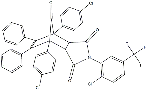 1,7-bis(4-chlorophenyl)-4-[2-chloro-5-(trifluoromethyl)phenyl]-8,9-diphenyl-4-azatricyclo[5.2.1.0~2,6~]dec-8-ene-3,5,10-trione 结构式