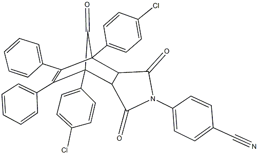 4-[1,7-bis(4-chlorophenyl)-3,5,10-trioxo-8,9-diphenyl-4-azatricyclo[5.2.1.0~2,6~]dec-8-en-4-yl]benzonitrile 结构式