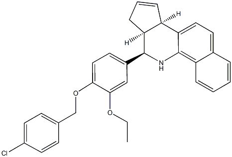 6-{4-[(4-chlorobenzyl)oxy]-3-ethoxyphenyl}-6,6a,7,9a-tetrahydro-5H-benzo[h]cyclopenta[c]quinoline Struktur