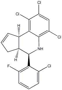 6,8,9-trichloro-4-(2-chloro-6-fluorophenyl)-3a,4,5,9b-tetrahydro-3H-cyclopenta[c]quinoline 结构式