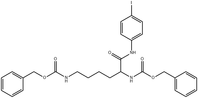 benzyl 5-{[(benzyloxy)carbonyl]amino}-1-[(4-iodoanilino)carbonyl]pentylcarbamate 化学構造式