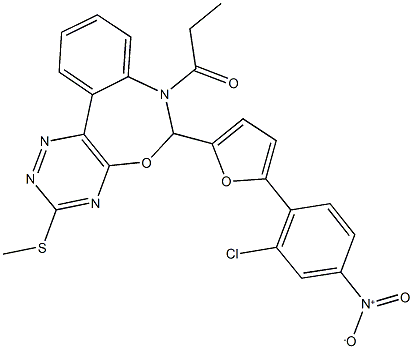 6-(5-{2-chloro-4-nitrophenyl}-2-furyl)-3-(methylsulfanyl)-7-propionyl-6,7-dihydro[1,2,4]triazino[5,6-d][3,1]benzoxazepine,486992-46-5,结构式