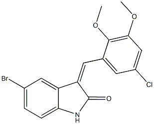 5-bromo-3-(5-chloro-2,3-dimethoxybenzylidene)-1,3-dihydro-2H-indol-2-one,486992-52-3,结构式