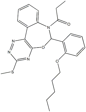 3-(methylsulfanyl)-6-[2-(pentyloxy)phenyl]-7-propionyl-6,7-dihydro[1,2,4]triazino[5,6-d][3,1]benzoxazepine Structure