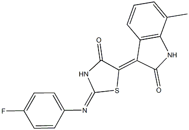 3-{2-[(4-fluorophenyl)imino]-4-oxo-1,3-thiazolidin-5-ylidene}-7-methyl-1,3-dihydro-2H-indol-2-one Struktur