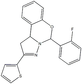 5-(2-fluorophenyl)-2-(2-thienyl)-1,10b-dihydropyrazolo[1,5-c][1,3]benzoxazine Structure