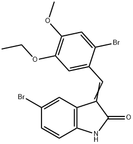 5-bromo-3-(2-bromo-5-ethoxy-4-methoxybenzylidene)-1,3-dihydro-2H-indol-2-one 结构式