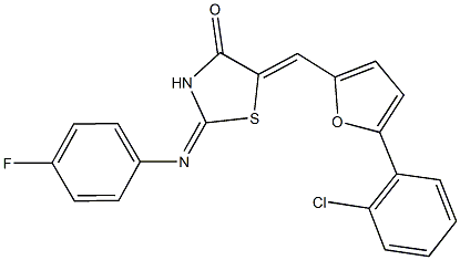 5-{[5-(2-chlorophenyl)-2-furyl]methylene}-2-[(4-fluorophenyl)imino]-1,3-thiazolidin-4-one Struktur