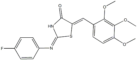 2-[(4-fluorophenyl)imino]-5-(2,3,4-trimethoxybenzylidene)-1,3-thiazolidin-4-one Struktur
