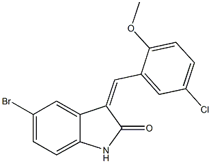 5-bromo-3-(5-chloro-2-methoxybenzylidene)-1,3-dihydro-2H-indol-2-one 结构式
