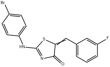 2-[(4-bromophenyl)imino]-5-(3-fluorobenzylidene)-1,3-thiazolidin-4-one,486993-80-0,结构式