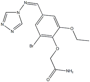 2-{2-bromo-6-ethoxy-4-[(4H-1,2,4-triazol-4-ylimino)methyl]phenoxy}acetamide Struktur