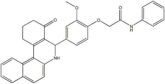 2-[2-methoxy-4-(4-oxo-1,2,3,4,5,6-hexahydrobenzo[a]phenanthridin-5-yl)phenoxy]-N-phenylacetamide 化学構造式