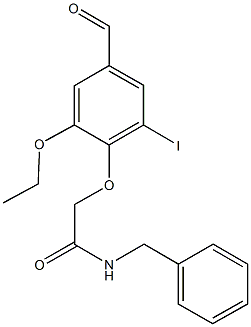N-benzyl-2-(2-ethoxy-4-formyl-6-iodophenoxy)acetamide Struktur