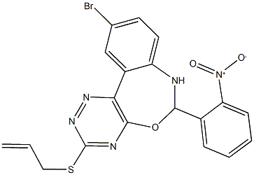 3-(allylsulfanyl)-10-bromo-6-{2-nitrophenyl}-6,7-dihydro[1,2,4]triazino[5,6-d][3,1]benzoxazepine,486994-34-7,结构式