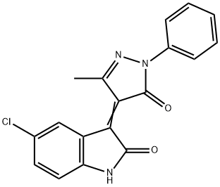 5-chloro-3-(3-methyl-5-oxo-1-phenyl-1,5-dihydro-4H-pyrazol-4-ylidene)-1,3-dihydro-2H-indol-2-one,486994-44-9,结构式