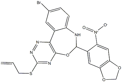 3-(allylsulfanyl)-10-bromo-6-{6-nitro-1,3-benzodioxol-5-yl}-6,7-dihydro[1,2,4]triazino[5,6-d][3,1]benzoxazepine|