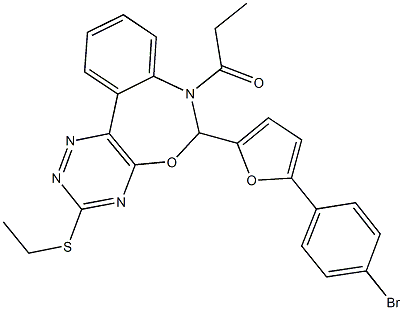 6-[5-(4-bromophenyl)-2-furyl]-7-propionyl-6,7-dihydro[1,2,4]triazino[5,6-d][3,1]benzoxazepin-3-yl ethyl sulfide,486994-51-8,结构式