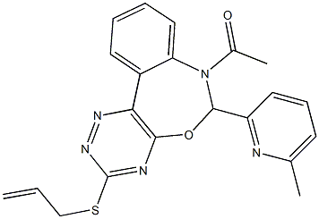 7-acetyl-3-(allylsulfanyl)-6-(6-methyl-2-pyridinyl)-6,7-dihydro[1,2,4]triazino[5,6-d][3,1]benzoxazepine Struktur