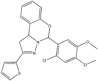 5-(2-chloro-4,5-dimethoxyphenyl)-2-(2-thienyl)-1,10b-dihydropyrazolo[1,5-c][1,3]benzoxazine Structure