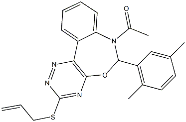 7-acetyl-3-(allylsulfanyl)-6-(2,5-dimethylphenyl)-6,7-dihydro[1,2,4]triazino[5,6-d][3,1]benzoxazepine Struktur