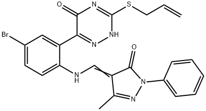 4-({2-[3-(allylsulfanyl)-5-hydroxy-1,2,4-triazin-6-yl]-4-bromoanilino}methylene)-5-methyl-2-phenyl-2,4-dihydro-3H-pyrazol-3-one,486994-73-4,结构式