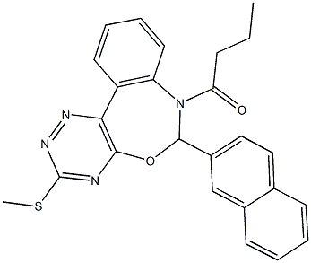 7-butyryl-3-(methylsulfanyl)-6-(2-naphthyl)-6,7-dihydro[1,2,4]triazino[5,6-d][3,1]benzoxazepine Struktur